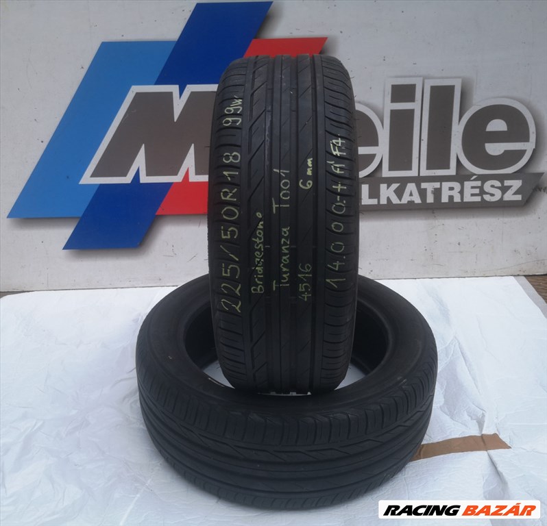 ÁR/2DB! [GYÁRI HASZNÁLT] NYÁRI GUMI - 225/50 R18 - 99W - BRIDGESTONE - TURANZA T001 - DOT: 4516; 6mm 2. kép